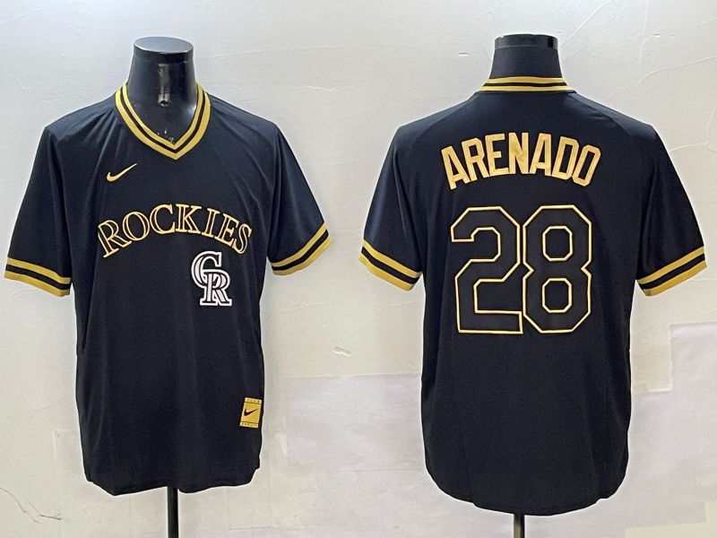 Men Colorado Rockies #28 Arenado Black Gold Game 2025 Nike MLB Jersey style 6->colorado rockies->MLB Jersey